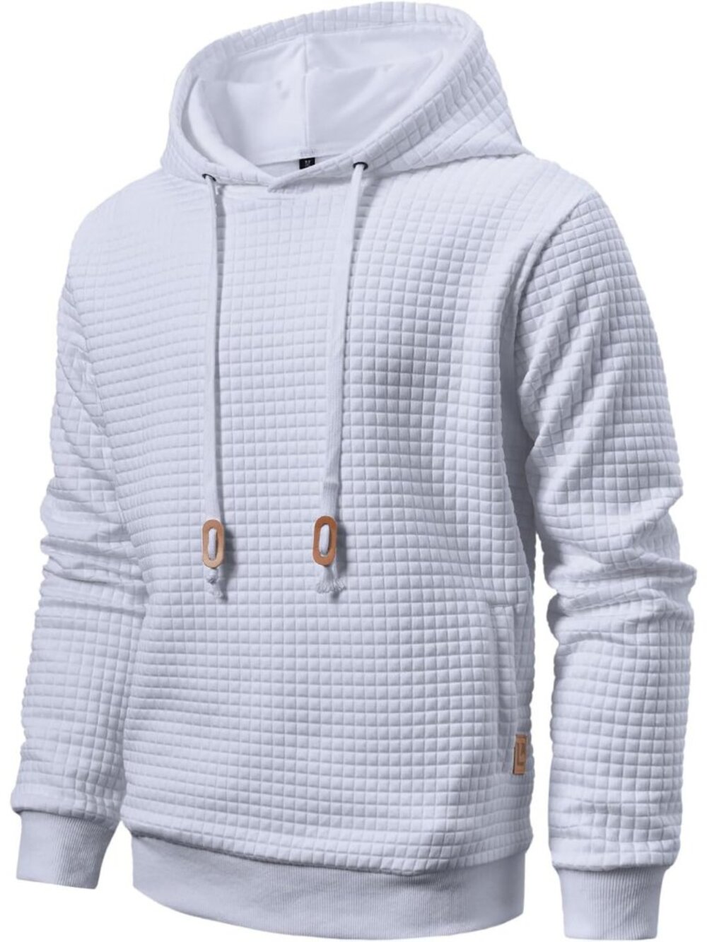 Men's White Pullover Casual Long Sleeve Patchwork Plaid Jacquard Hoodies